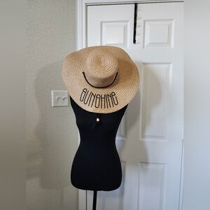 Sunshine Tan Straw Hat Beach Summer Embroidered